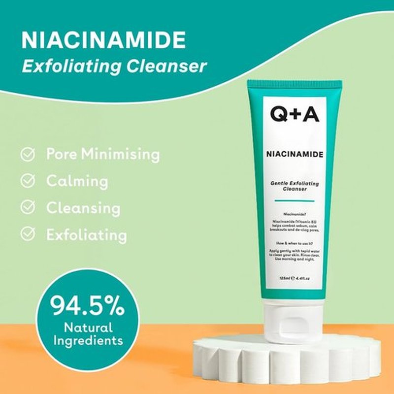 Q+A Niacinamide Gentle Exfoliating Cleanser - 125ml | Brighten & Smooth Skin