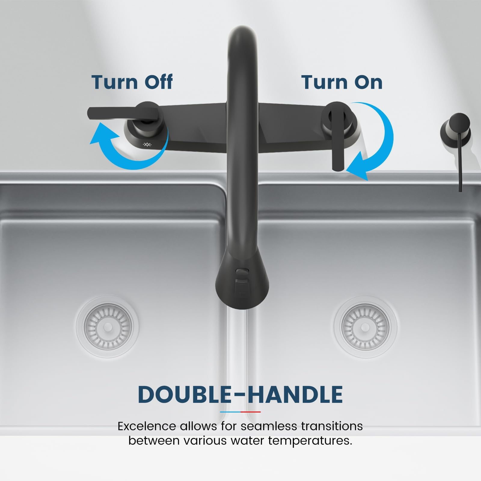 DAYONE Black 2 Handle Kitchen Faucet with Sprayer, 4 Holes Pull Down Faucets for Kitchen Sink with Soap Dispenser Stainless Steel