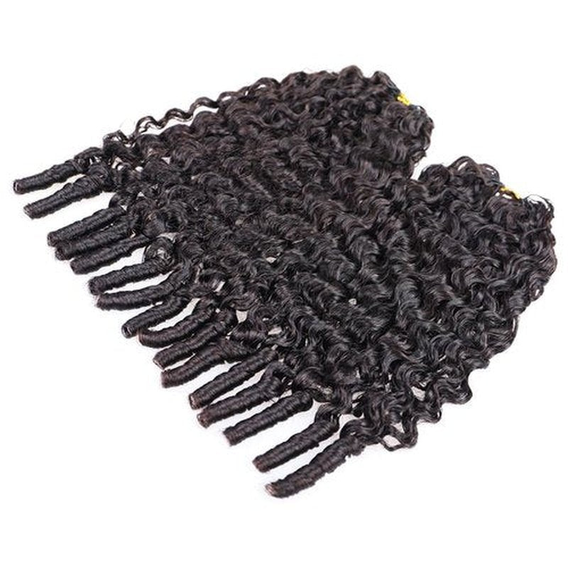 100% Human Hair Knotless Pre-Separated Water Wave Curly Feather Crochet Hair Extensions Spirally Curly Classic Lightweight Reusable Crochet Hair Extensions 16inch 100strands 120g