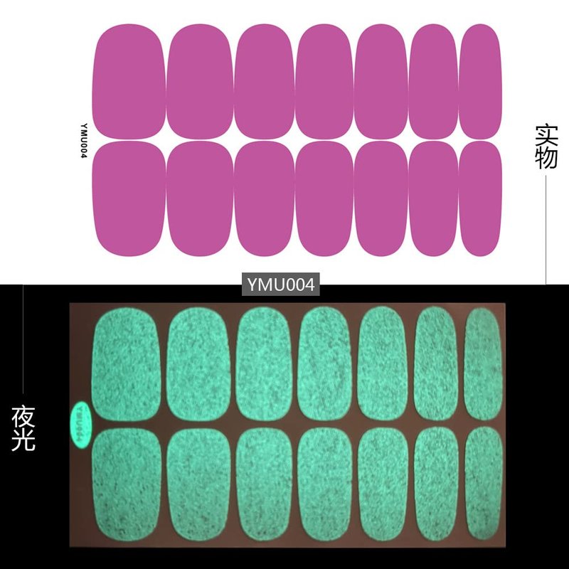 XEAOHESY 12 Sheets Luminous Solid Color Nail Polish Strips Self-Adhesive Glow in Dark Gel Nail Strips Fluorescent Bright Color Nail Stickers Full Wraps for Women