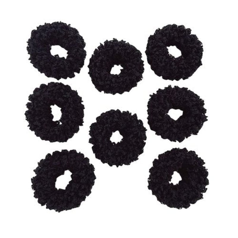 Grutyopkn 8pcs Plush Scrunchie Hair ties Large Scrunchie fluffy tied Hair Rope Cute Elastic Hair Bands Scrubchy Hair Accessories for Women and Girls (Black)