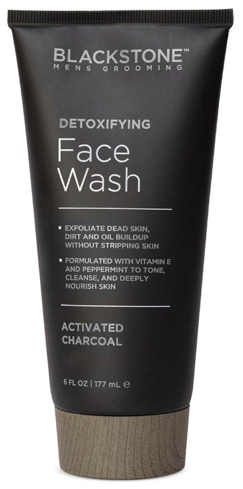 Blackstone Men's Grooming Detoxifying Face Wash with Vitamin E and Peppermint - Deep Cleansing & Exfoliating | Paraben & | - Activated Charcoal (6 Fl Oz)
