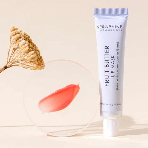 Seraphine Botanicals Fruit Butter Lip Mask - Restorative Overnight Gel Balm with Shea Butter & Jojoba Oil | Vegan, 0.51oz (Just Bitten)