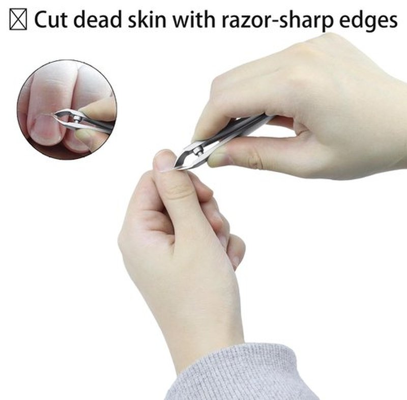 SG Nekoo Cuticle Trimmer and Pusher 2-in-1 Tweezers-Style,Surgical-Grade Stainless Steel, Compact Portable Nail Tool with Leather Case for Precise Hangnail/Cuticle Care (Home, Travel, Salon)