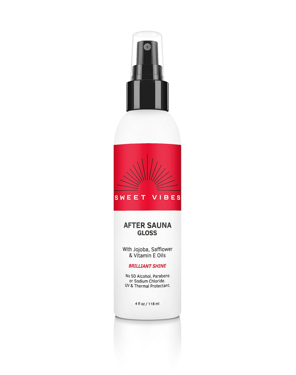 Sweet Vibes After Sauna Gloss – Post Sauna Hair Shine Spray for Women & Men | Hydrating Anti-Frizz Mist, Heat + UV Protection, Clean Nourishing Formula - 4 Fl Oz