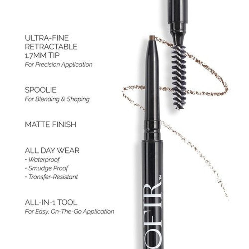 OFIR Brow Trace Precision Browliner - Waterproof Ultra-Fine Tip Eyebrow Pencil | Smudge-Proof Matte Finish | Long-Wear Tool with Spoolie | Chocolate - Dark Brown, 0.003 OZ