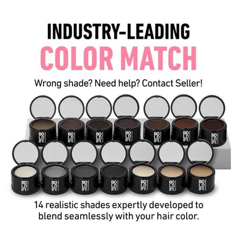 BOLDIFY Hairline Powder - Water-Resistant Dark Brown Root Touch-Up for Gray Coverage | 10g, 24-Hour Mess-Free Solution