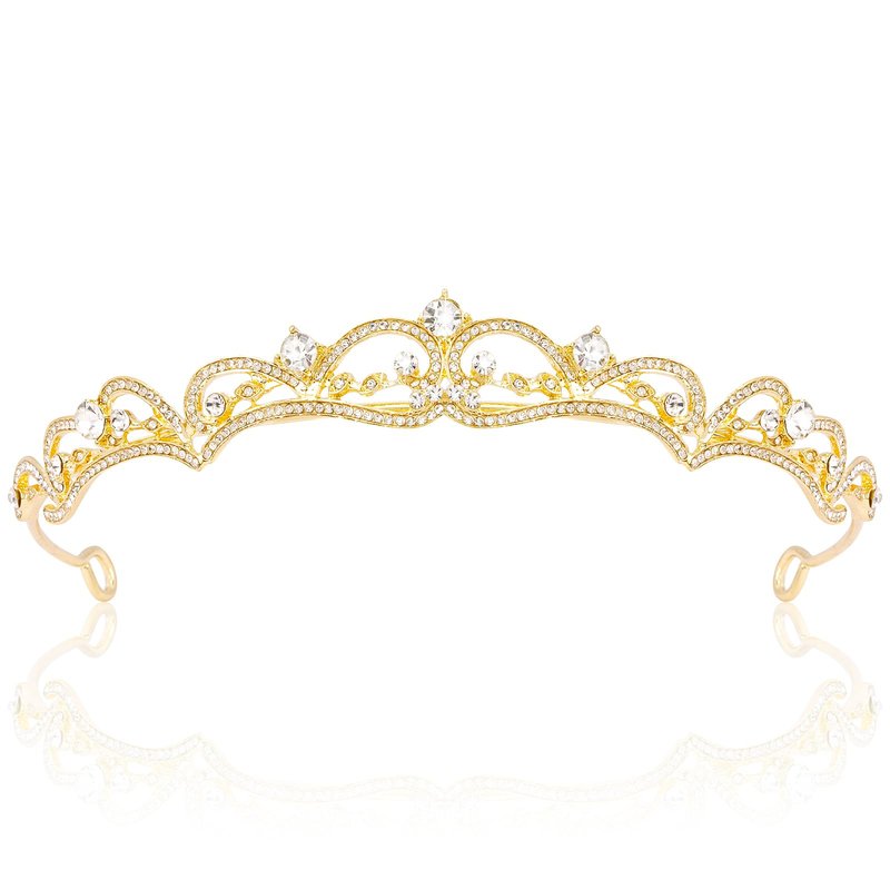 Vovii Gold Tiaras and Crowns for Women, Rhinestone Princess Crowns for Women Girls, Small Gold Tiara Crown Headband for Women Halloween Costume Party Prom Bride Birthday