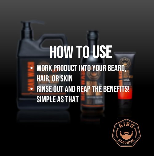 GIBS Grooming Man Wash - 3-in-1 Beard, Hair & Body Soap - Citrus Oak Basil Scent - Sulfate-Free & Nourishing