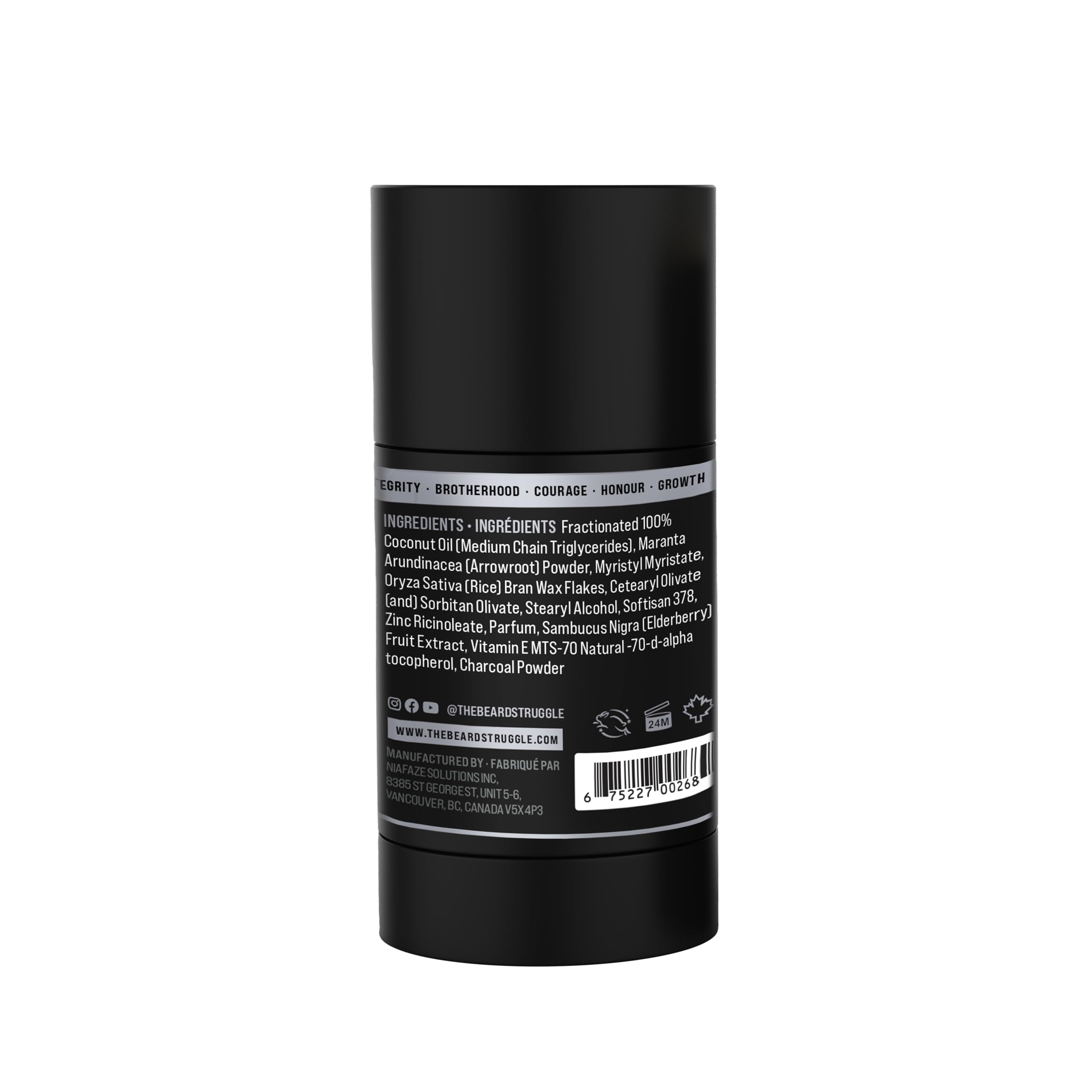 The Beard Struggle Natural Charcoal Infused Deodorant - Marauder's Defense - Aluminum Free, Silver Collection, Viking Storm - Men's Deodorant, 2.65 oz