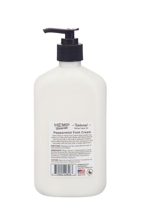 Hemp Heaven Hemp Foot Cream - Lotion Tea Tree Scent - Natural Hemp Seed Oil, Paraben-Free, 18 oz, Made in USA, Nourishing for Men & Women, EWG Verified, Anti-Aging