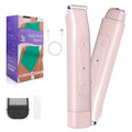 Lanumi 2 in 1 Electric Shaver Dual Head Bikini Trimmer Women IPX6 Wet Dry Pubic Hair Trimmer Rechargeable Body Facial Hair Remover for Face Lip Chin Underarm Legs (Pink)