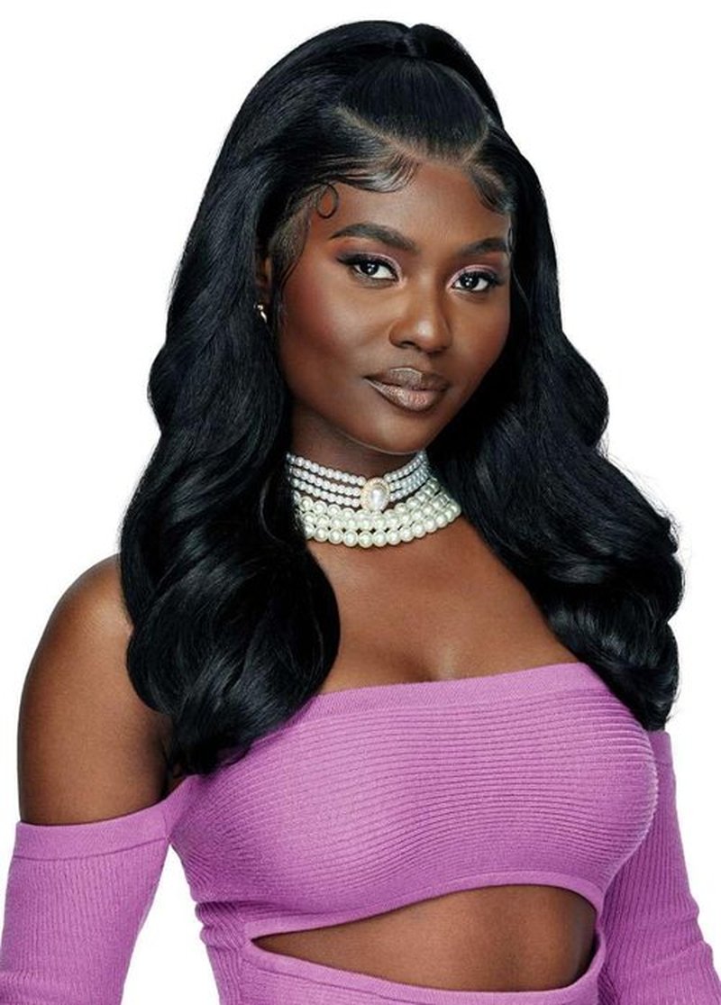 Outre Lace Front Wig - Perfect Hair Line 13X4 - Swoop Series - Swoop 2 (BURGUNDY FLAME)