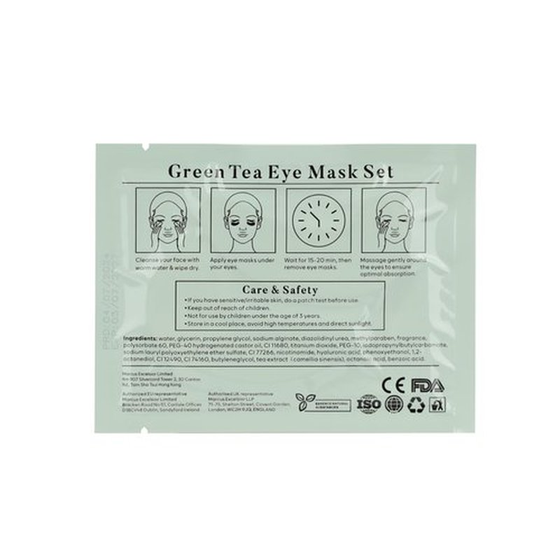 BLOOMORA Green Tea Under Eye Patches (20 Pairs) - Dark Circles & Puffiness Care - Hydrating Green Tea Eye Mask