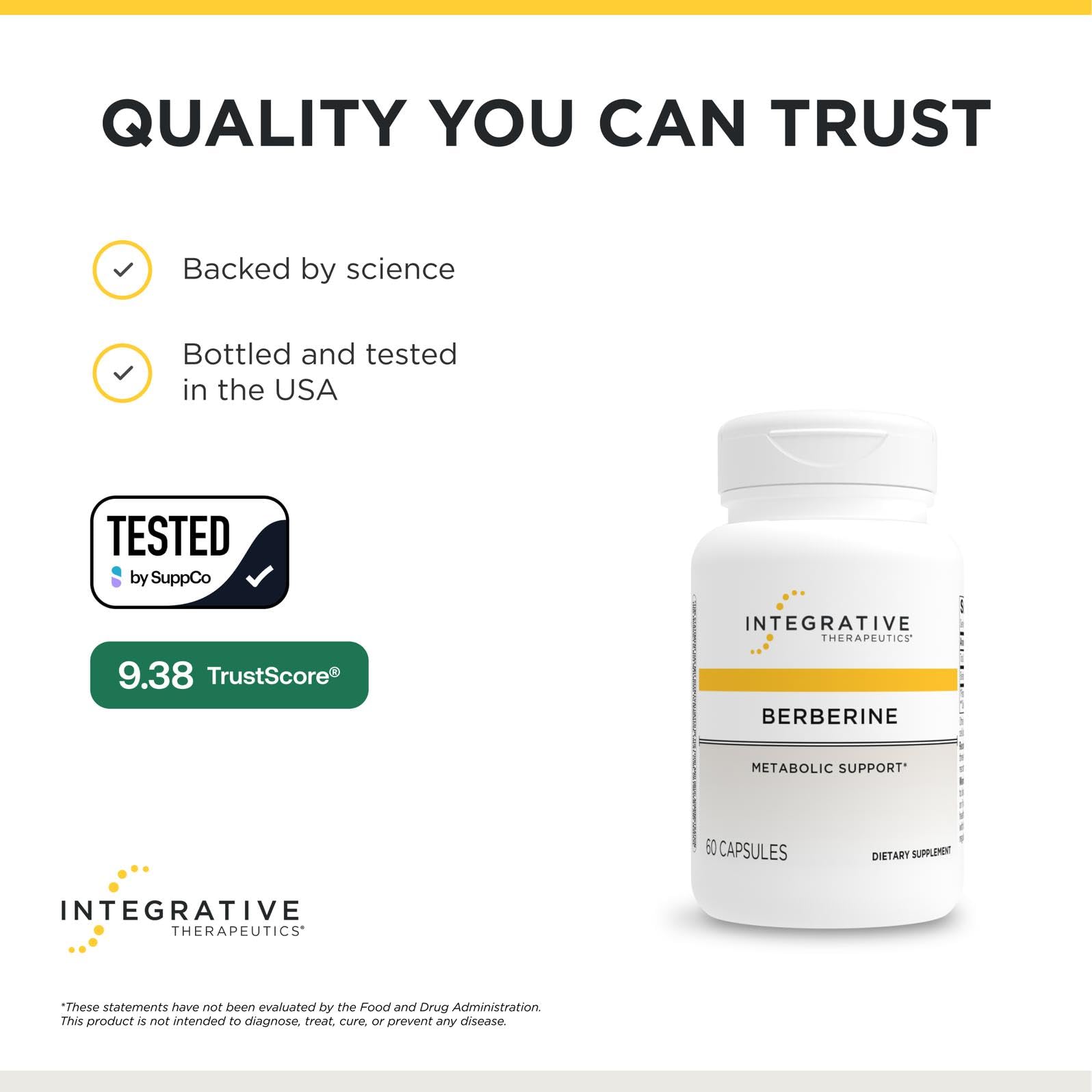 Integrative Therapeutics Berberine 1500mg - Supports Metabolic Health & Cellular Energy Metabolism - Third-Party Tested - Practitioner-Trusted Quality - Dairy-Free & Gluten-Free - 60 Capsules