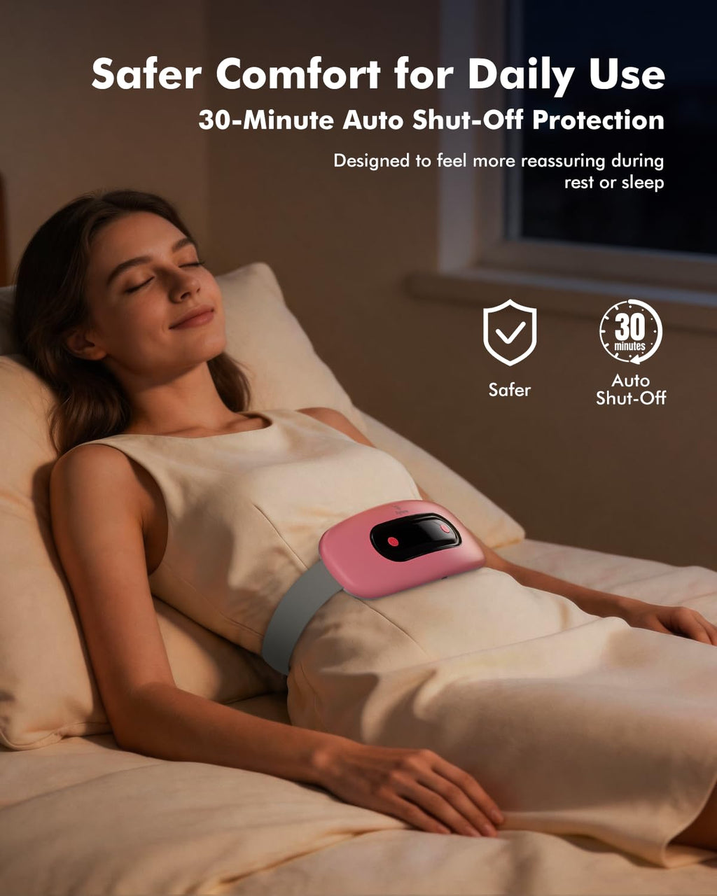 Electric Heating Pad, Portable Cordless Menstrual Heating Pad with 4 Heat Levels and 4 Massage Modes, Fast Large Heating Belly Wrap Belt for Cramps, Back Pain Relief Gifts for Women Girls Her (Pink)
