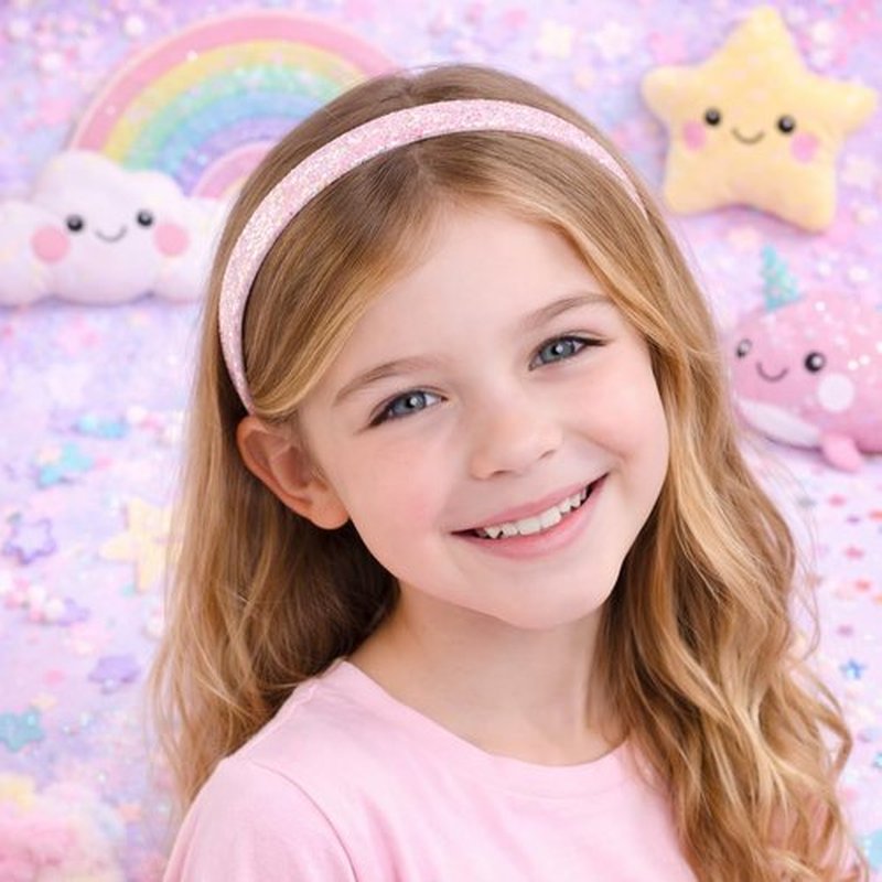 Shimmer Anna Shine Girls Glitter Headbands, Sparkle Hair Accessories, 6 pack Fun Kids Fashion Head Band Pack, Cute Sparkle Headband Accessory Set - Sparkle Heart Star and Bow, Kids (Stocking Stuffers)