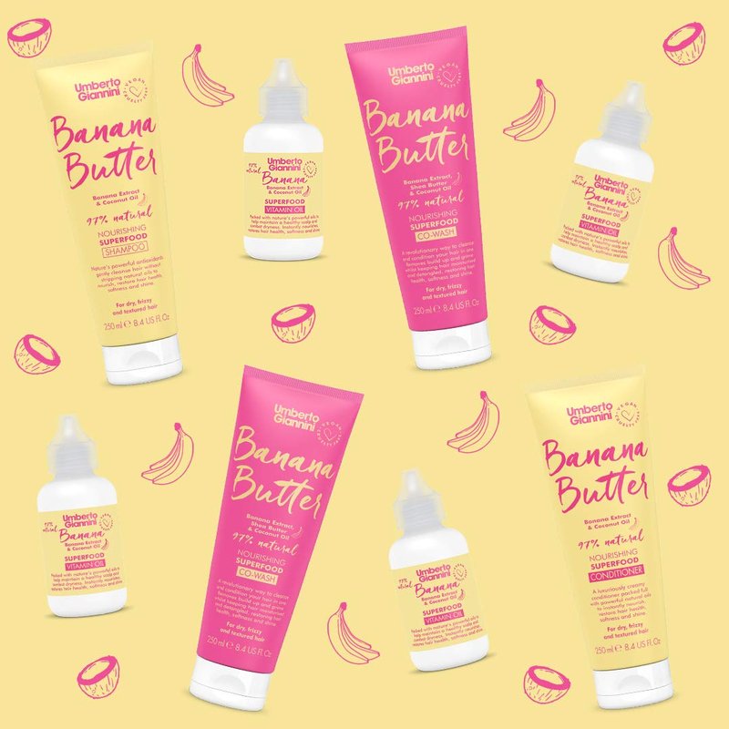 Umberto Giannini Banana Butter Shampoo - Nourishing Vegan Formula for Dry, Textured Hair | Moisturizing 300ml