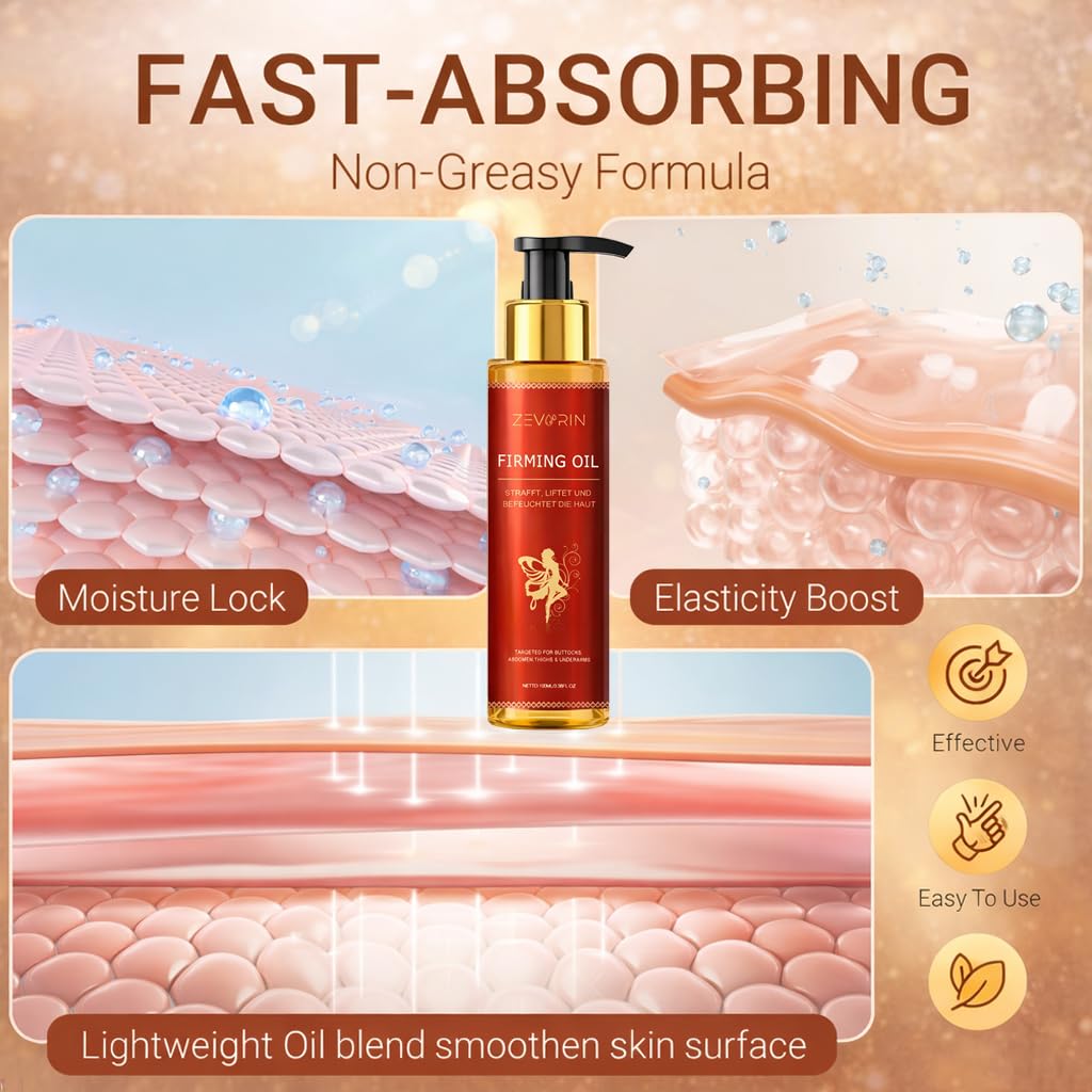 Zevorin Body Firming Oil - Skin Tightening & Hydrating, for Arms, Legs, Stomach, Deep Moisturizing Body Oil (2 Pack)