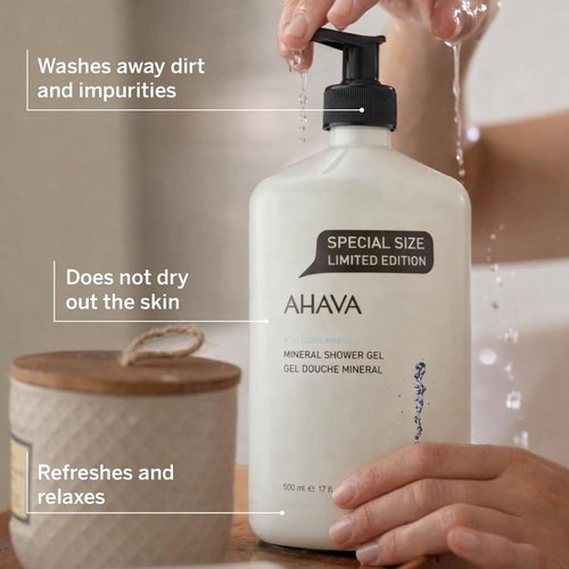 AHAVA Dead Sea Water Shower Gel - Hydrating Mineral Formula for Refreshing Cleanse