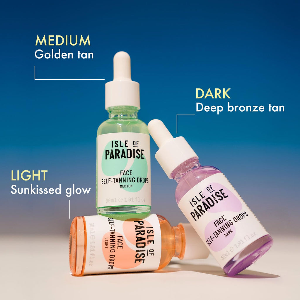 Isle of Paradise Self Tanning Face & Body Drops- Dark, Self Tanner Drops for a Natural Bronze, Long-lasting Tan, Cruelty Free, Fragrance Free & Dermatologist-Approved, 1.01 fl. oz