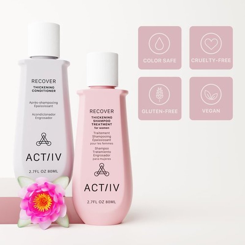 ACTIIV Recover Travel Duo For Women - Plant-Based Hair Care for Fuller, Healthier-Looking Hair | Color-Safe, Vegan