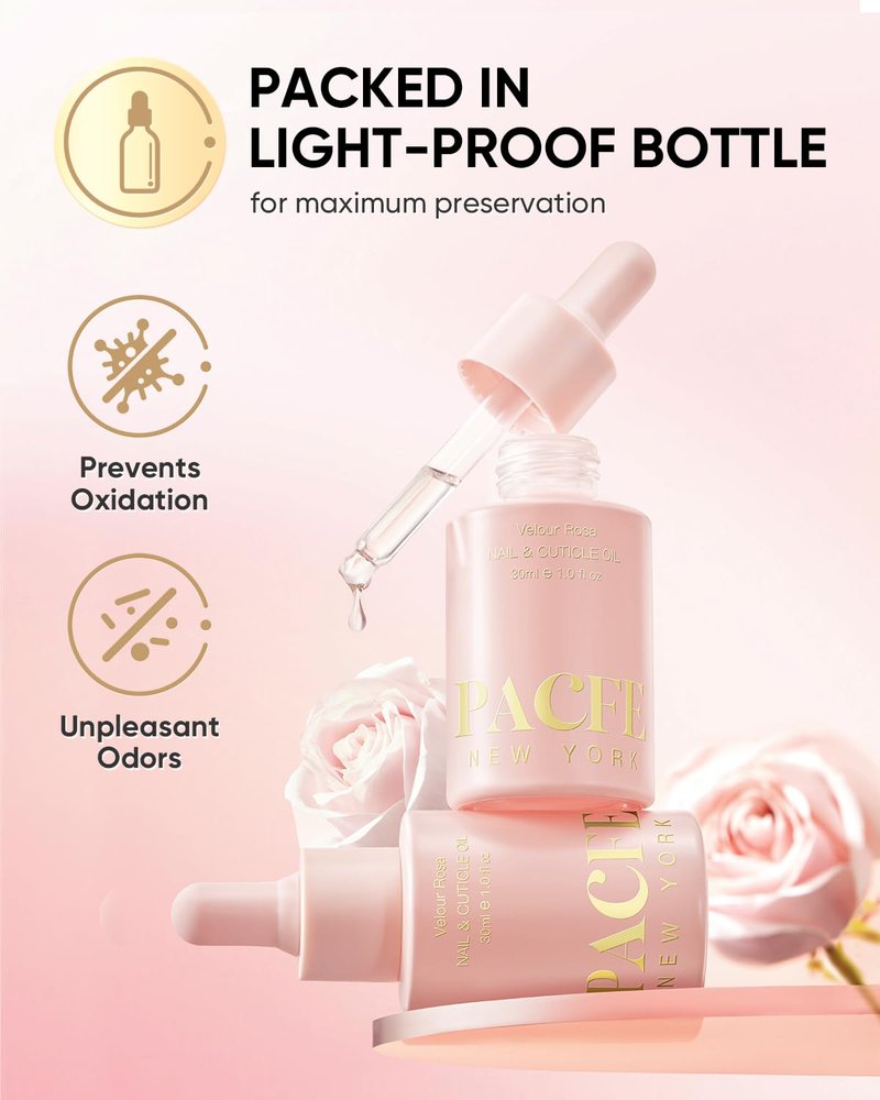 Velour Rosa Nail & Cuticle Oil - 100% Natural Hydrating Treatment with Jojoba Oil & Vitamin E - 1.0 fl oz