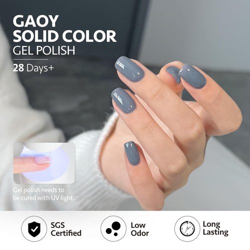 GAOY Blue Ashes Gel Nail Polish, 6 Colors Blue Nail Polish Set, Soak Off UV Cure Gel for DIY Manicure at Home and Salon