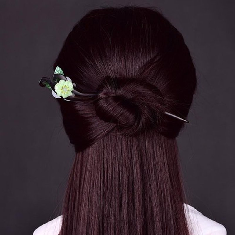 Lurrose Chinese Hair Sticks, Vintage Flower Hair Stick, Japanese Wood Chopsticks for Women Girls
