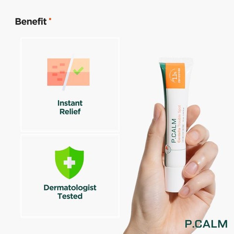P.CALM Centella Trouble Spot Cream – Papaya Extract & Centella Asiatica for Intense Soothing & Spot Relief, Korean Skincare (15ml / 0.17 fl.oz)