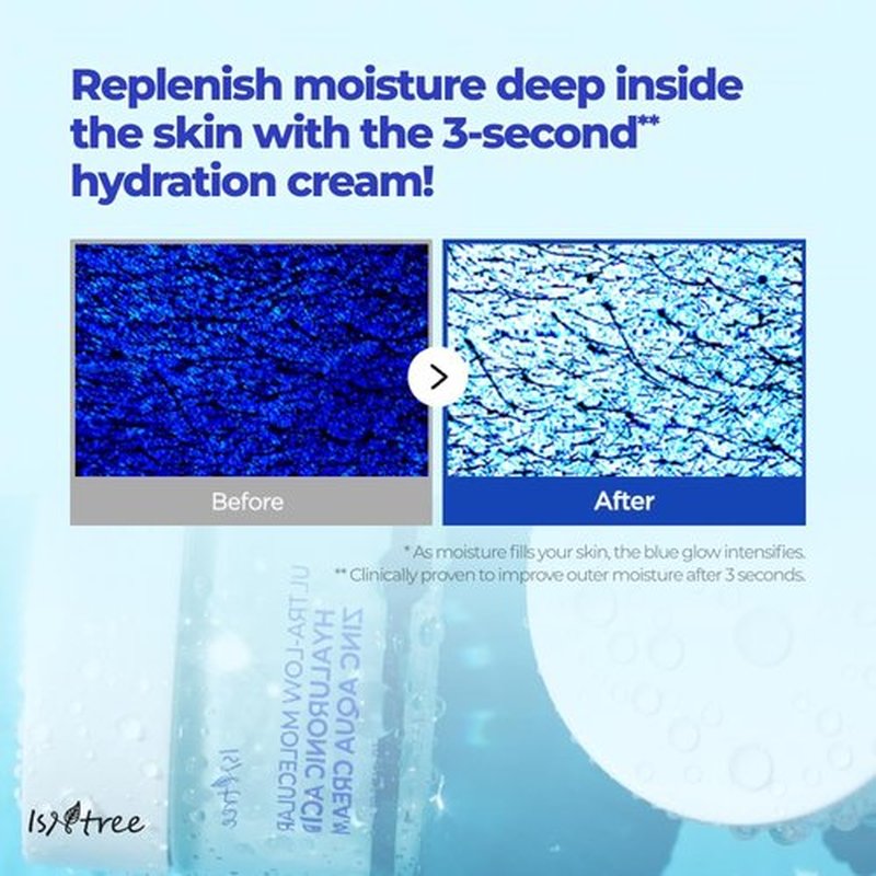 IsNtree Ultra-Low Molecular Hyaluronic Acid Cream - Hydrating & Cooling Face Moisturizer | 80ml