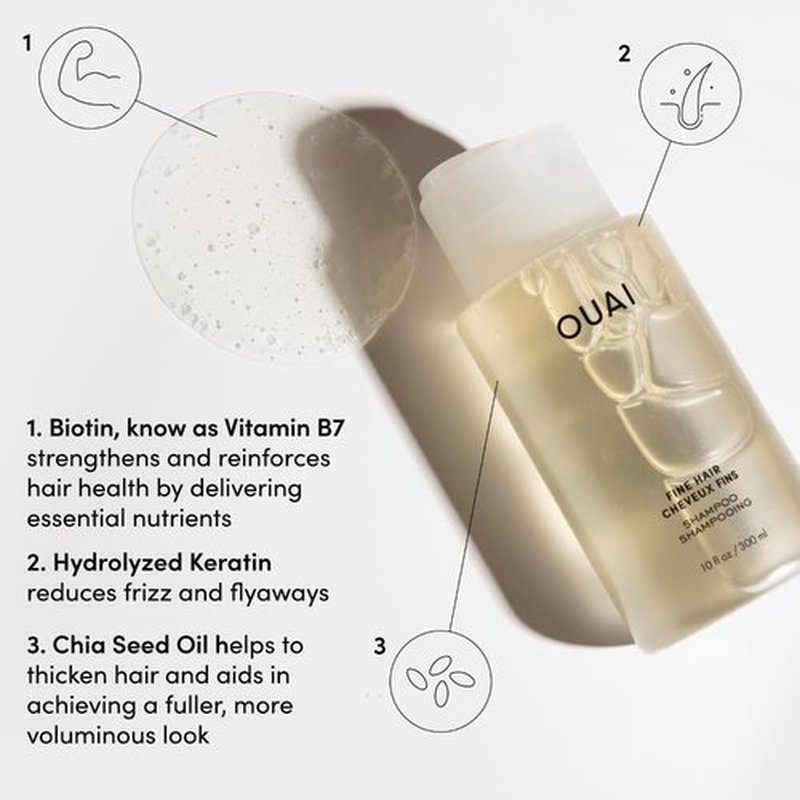 OUAI Fine Hair Shampoo & Conditioner Set - Travel Size Volumizing Duo with Keratin & Biotin | Sulfate-Free (3 Oz)