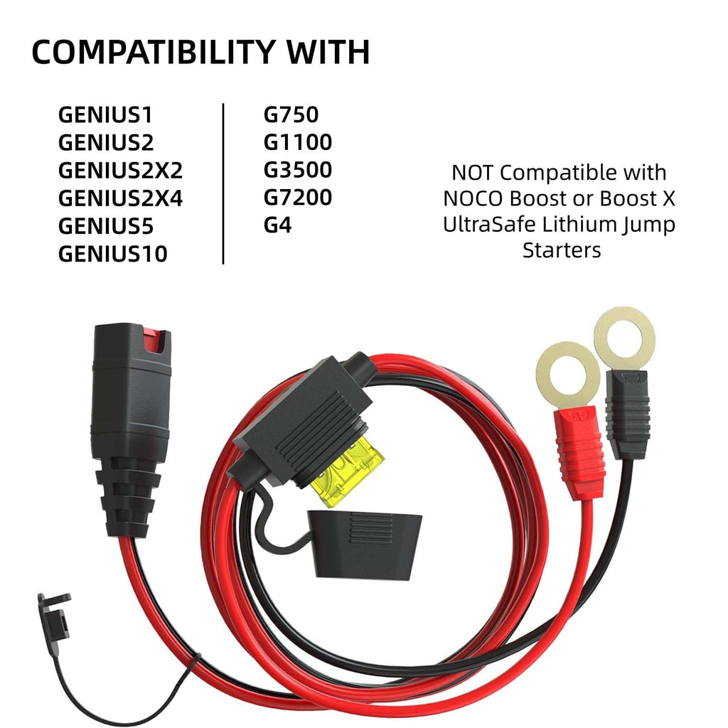 RRKJYXGC GC004 + GC008 X-Connect Fit for Noco Battery Charger Accessories,M10 (3/8in) XL Eyelet Terminal,Smart Batteries Trickle Charger Cable for Genius Smart Battery Chargers Extension Cable