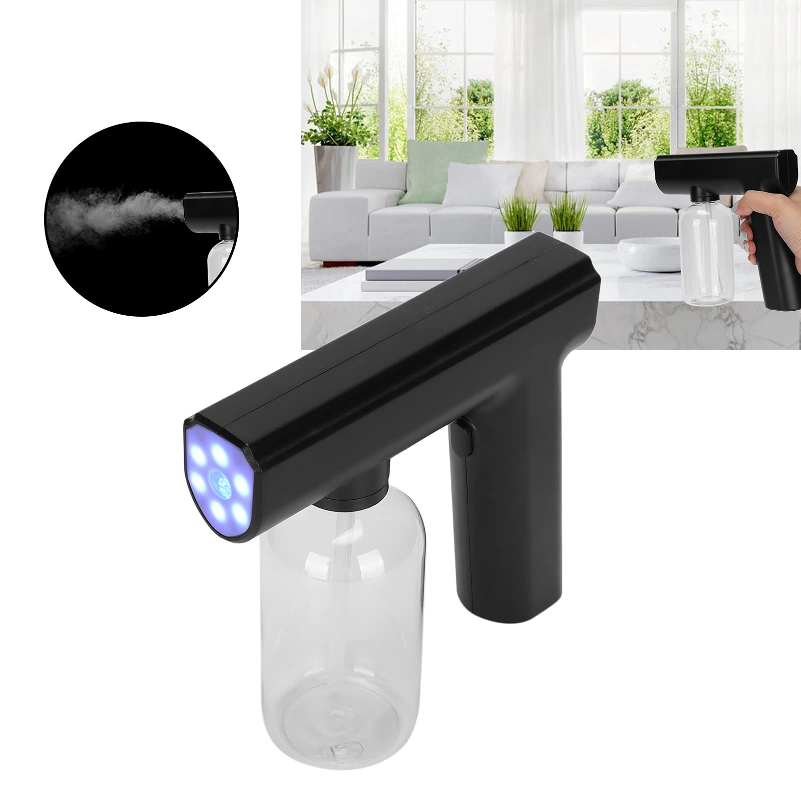 Portable Electric Mist Sprayer Gun - Multifunctional Nano Fogger for Cleaning & Hydration (Black)