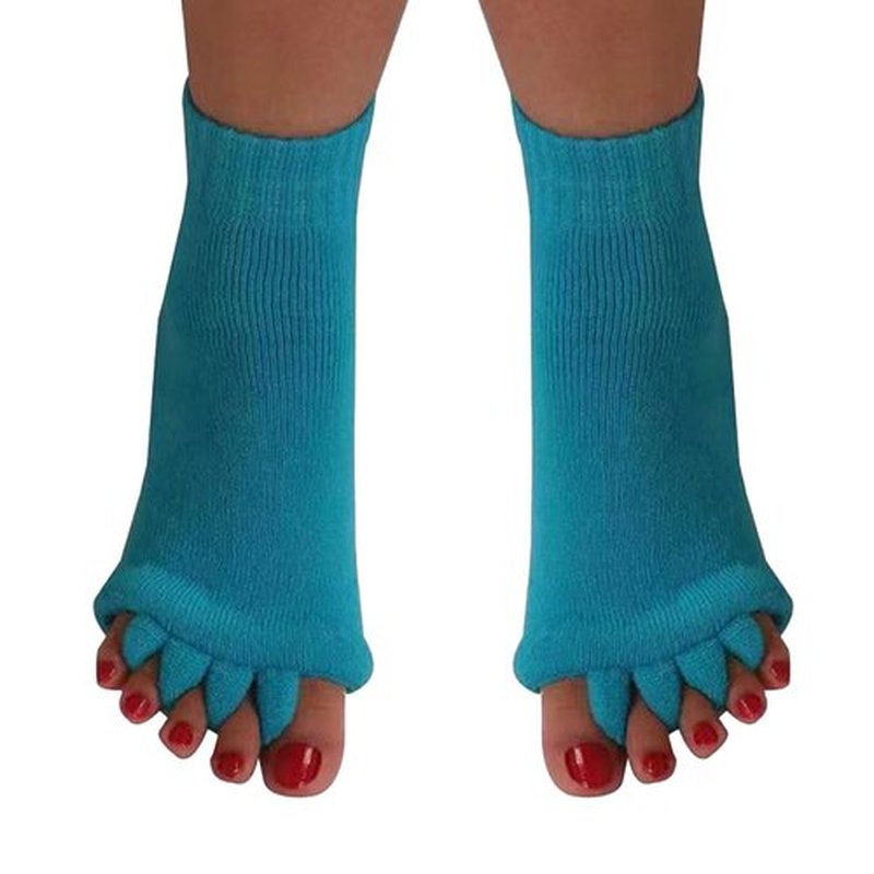 Happy Feet Toe Separator Alignment Socks - Comfortable Toe Separator Socks Massage Socks – Prevent Foot Cramp and hammertoes (Teal)