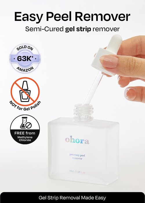 ohora Care Easy Peel Remover - Semi-Cured Gel Nail Strip Remover with Hygienic Dropper | Non-Drying, Nourishing Formula | Vegan, Cruelty-Free, and Hypoallergenic | Swiftly Removes Gel Strips