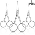 Mudder 3 Pieces Nose Hair Scissors Rounded Tip Scissors Facial Hair Trimming Stainless Steel Blunt Tip Trimmer for Eyebrows, Nose, Moustache, Beard, Grooming (Silver)