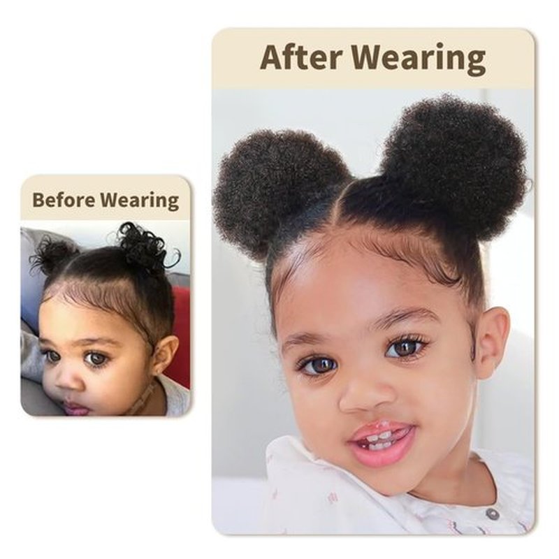 isheeny Afro Puff Ponytail – 2PCS Natural Black Human Hair Bun, Soft & Realistic, Easy Drawstring Design for Daily Styling