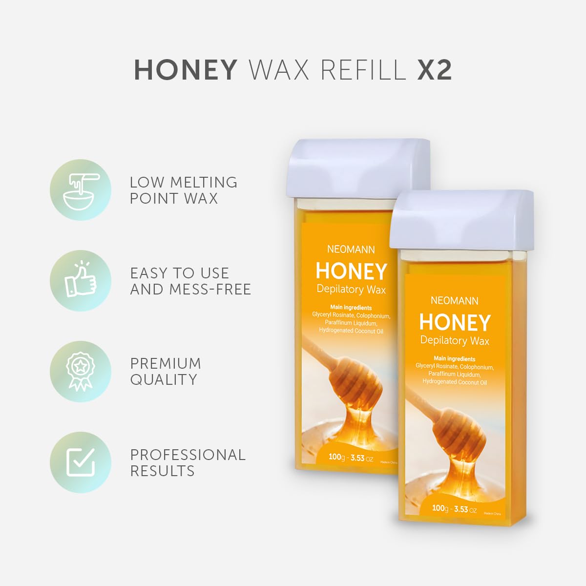 NEOMANN Roll On Wax Kit for Hair Removal, Honey