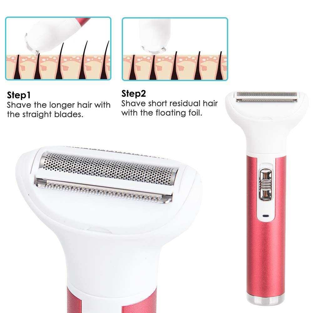 5 in 1 Electric Razor for Women Removal for Body Nose Hair Trimmer Face Shavers Eyebrow Legs Armpit Bikini Area Pubic Underarms Painless Rechargeable Portable Facial Hair Removal