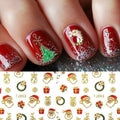 Pretty Diva Christmas Nail Stickers - 10 Packs 3D Metal Gold Xmas Design Self-Adhesive Nail Decals, Bronzing Snowflakes Snowmen Santa Xmas Tree Nail Art Stickers Tips DIY Decoration for Women Kids