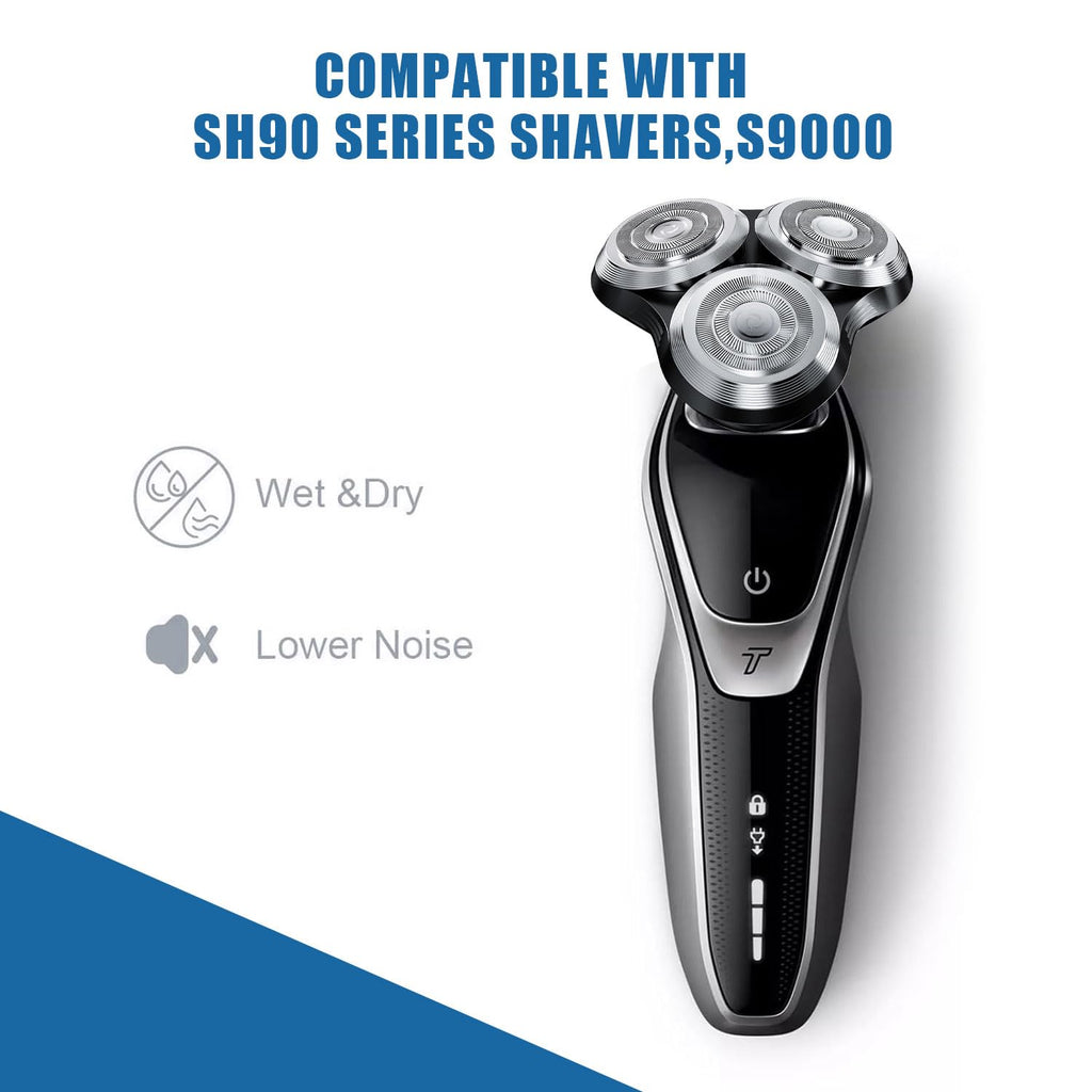 SH90 Replacement Heads Compatible with Philips Norelco Shavers Series 9000, New Version of Metal Wheel Buckle and Upgrade Double-Layer Precision Replacement Blades(2 Pack)