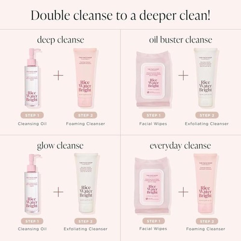 The Face Shop Rice Water Bright Rice Bran Gentle Exfoliating Cleanser - Hydrating, Moisturizing & Brightening Face Cleanser - Vegan Exfoliating Face Wash Face Scrub - Korean Skin Care Face Exfoliator