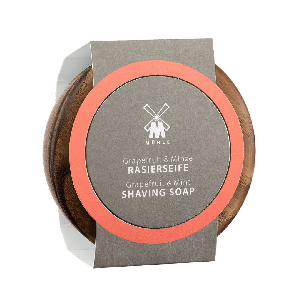 MÜHLE Wooden Bowl With Grapefruit & Mint Shaving Soap, 65 Grams – Shave Soap for Men, Rich & Light Soap Formula, Nurturing Solid Shave Soap Lather, Cooling Effect On Skin