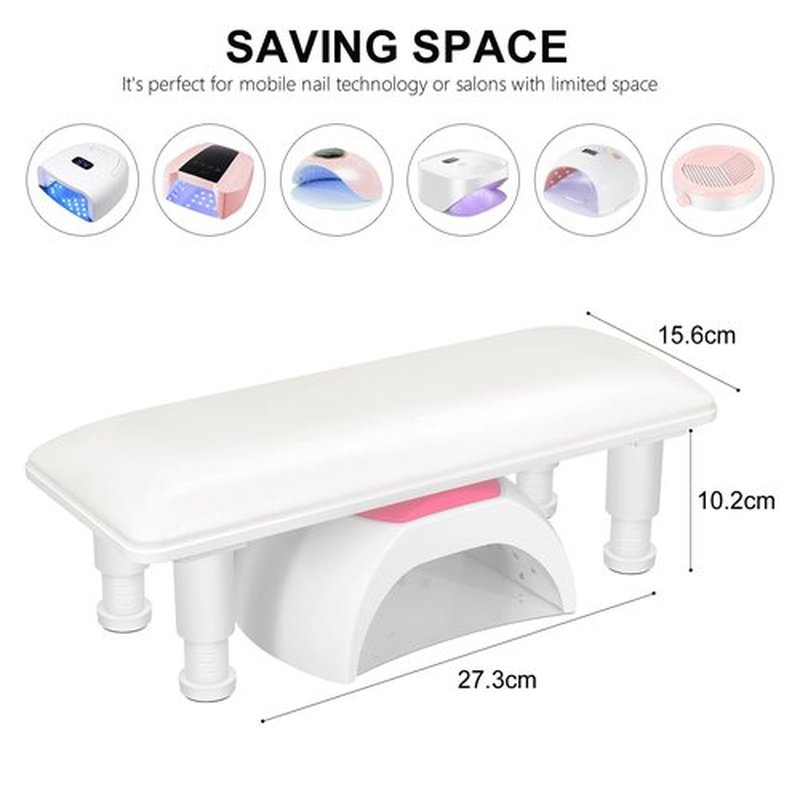 Arm Rest for Nails Tech,Height Adjustable Nail Arm Rest Stand,Cleanable Leather Hand Rest Holder Pillow,Manicure Armrest with Detachable Plastic Legs,Anti-slip