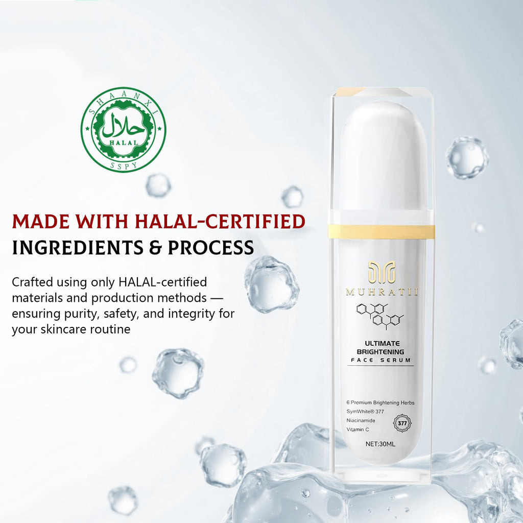 Ultimate Brightening Serum for Dark Spots - SymWhite 377 & 5% Niacinamide Skin Tone Evener - Vitamin C Facial Serum for Hyperpigmentation - Halal Certified Skincare - 1 fl oz