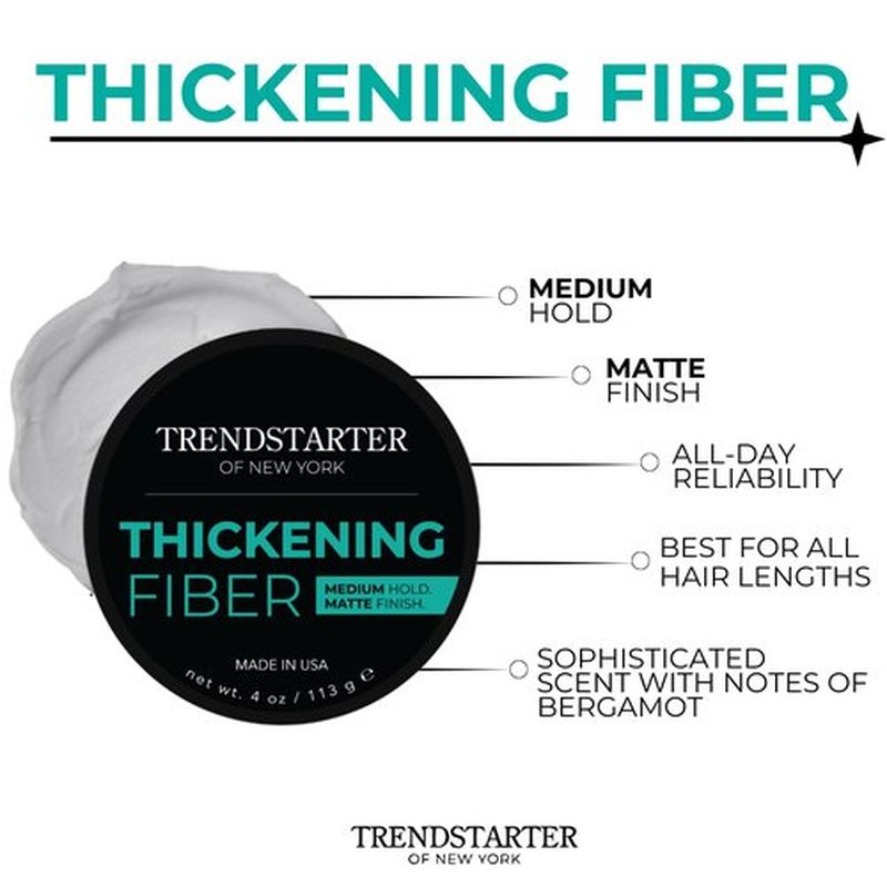 TRENDSTARTER Thickening Fiber Pomade - Medium Hold & Matte Finish - 4oz Water-Based Hair Clay
