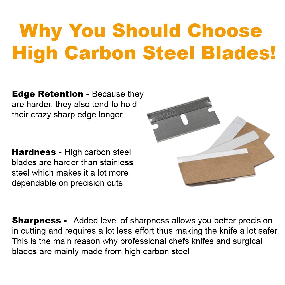 CANOPUS Single Edge Industrial Razor Blades, Safety Straight Edge Razor, 100% Made in USA, Box & Carton Cutter Replacement Blades, Glass and Paint Scraper Razor Blades (10 Pieces)