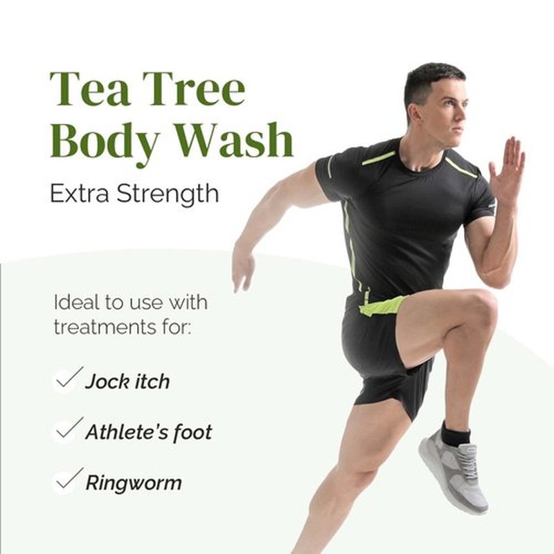 Puriya Tea Tree Body Wash, Use with Jock Itch, Athletes Foot, Body Back Acne Treatment, Moisturizing Natural Wash for Men, Women, Dry Skin, Eucalyptus, Mint Oil Shower Gel Soap