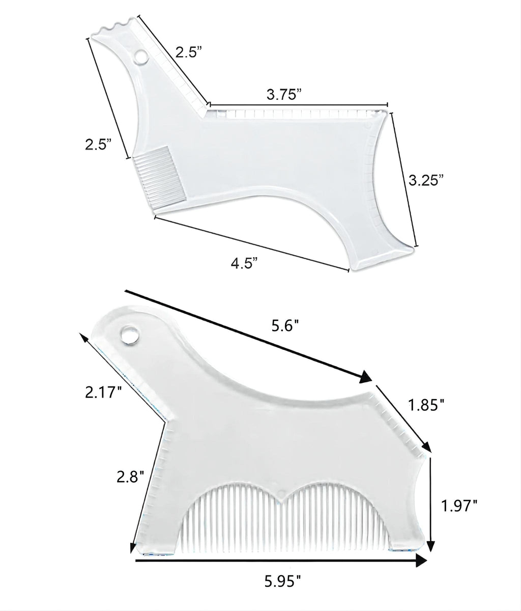 4PCS Men's Beard Shaping Tool Template, Beard Guide Shaper with Inbuilt Comb, Multi-liner Edges Shave for Curve/Straight/Neckline/Goatee/Sideburns (Clear-4pcs)